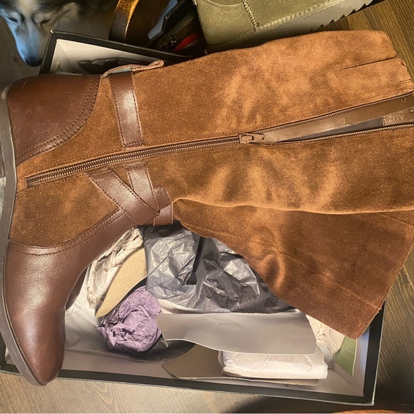 Brown Suede and Leather Over the Knee Boots (NWOT) - Picture 2 of 3